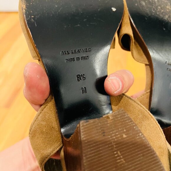 Yves Saint Laurent Gold Brown Suede Sandals Ladies YSL 7.5 Ballet Heel - Picture 13 of 16